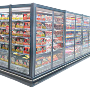 Expositor refrigerado vertical hortifruti Perfil modelo EXSF5-6 com portas de vidro, prateleiras e iluminação LED – ideal para frutas, verduras e perecíveis