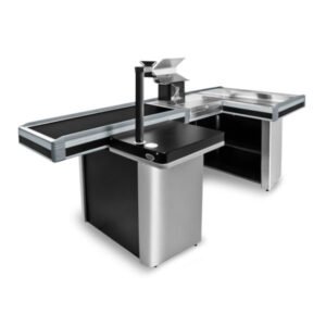 Checkout caixa completo com esteira. Linha Super Luxo SLX, design ergonômico, estrutura robusta e agilidade no atendimento do supermercado.