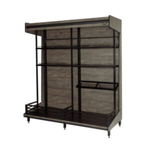 Expositor kit churrasco vertical. Organize espetos, grelhas e acessórios com praticidade. Ideal para cantinho do churrasco e açougues.